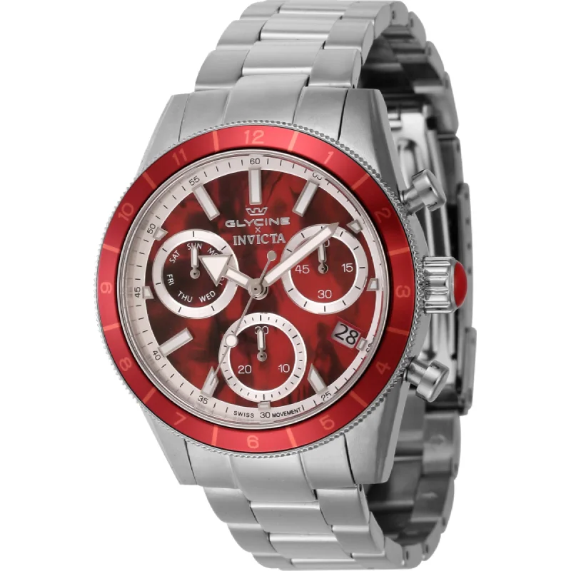 Watches with classic style for timeless appeal   Invicta Men's Watch - Five Elements Fire Chrono Red and Silver Dial Bracelet | 44291