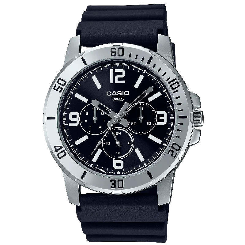 Watches with leather straps and quick release clasps   CASIO MTP-VD300-1BUDF Men Watch