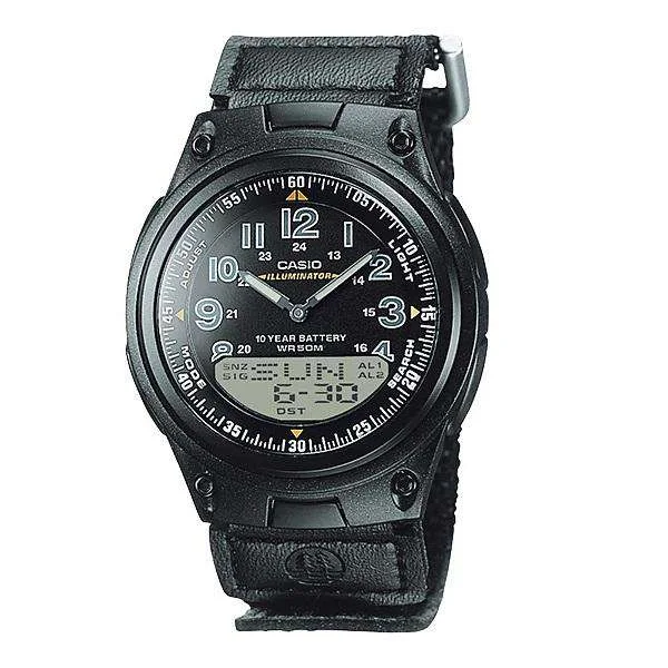 Vintage style quartz watches   Casio AW-80V-1BVDF Black Nylon Watch for Men and Women