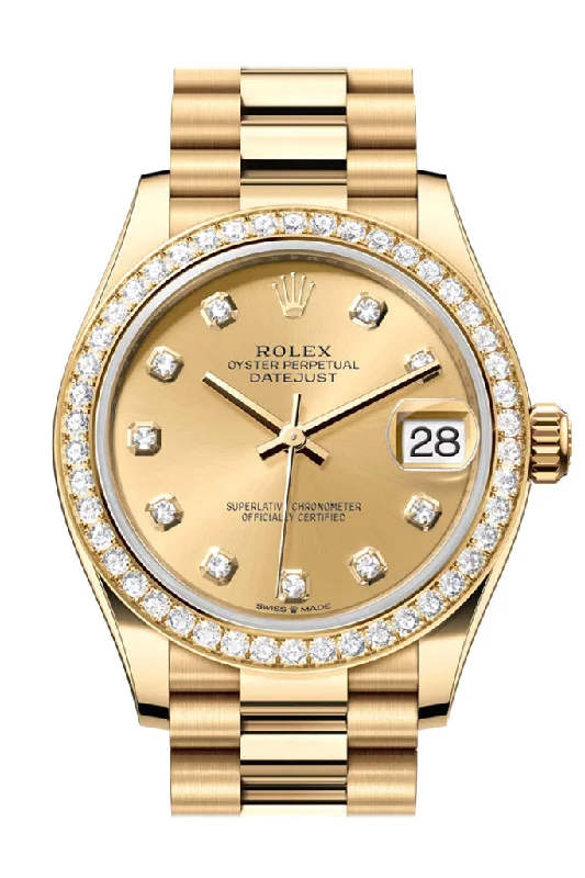 best luxury watches for men   Rolex Datejust 31 Champagne Diamond Dial Diamond Bezel Yellow Gold Ladies Watch 278288RBR 278288RBR-0005