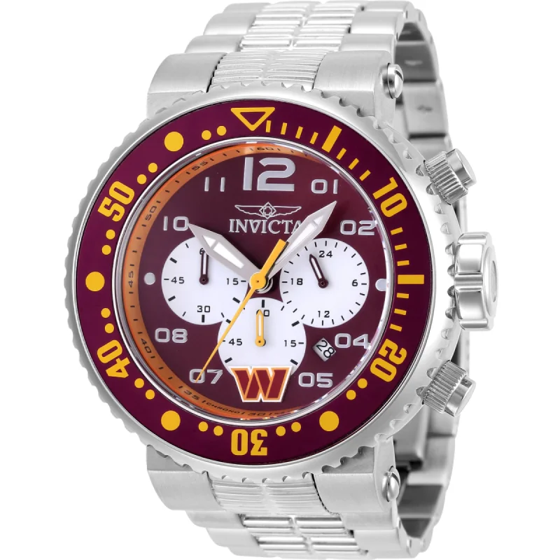 stylish watches for casual wear   Invicta Men's Watch - NFL Washington Commanders Chrono Silver Steel Bracelet | 30286