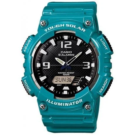 Modern design square dial watches   Casio AQ-S810WC-3A Blue Solar Powered Watch for Men