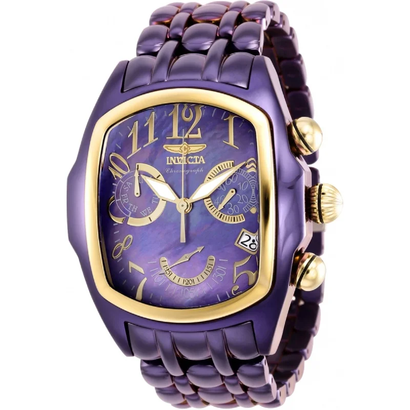 elegant dress watches for formal events   Invicta Men's Watch - Lupah Chronograph Purple Mother of Pearl Dial Bracelet | 38758
