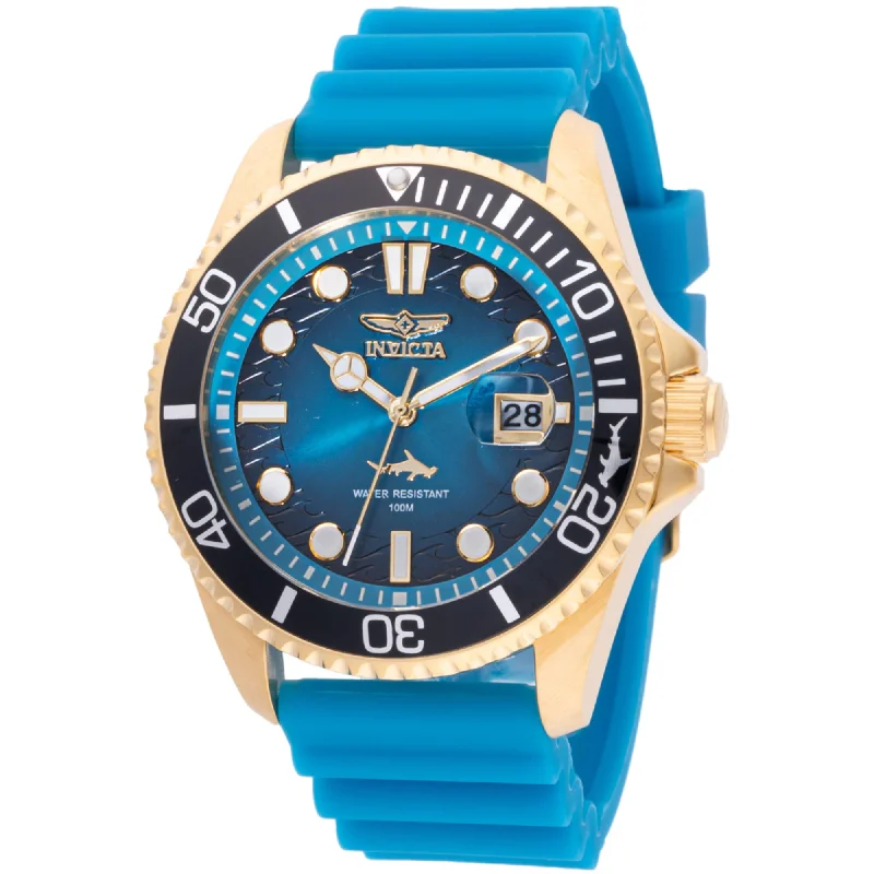 women’s watches with interchangeable bands   Invicta Men's Watch - Pro Diver Rotating Bezel Blue Dial Silicone Strap | 47170