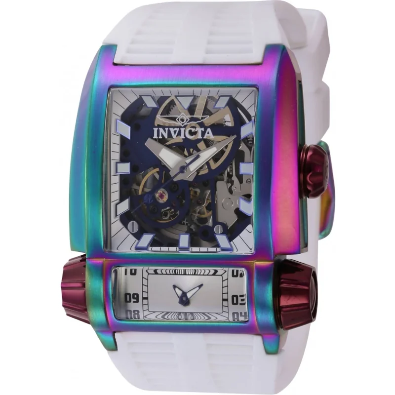 Men's dress watches with slim profile   Invicta Men's Watch - Akula Burgundy, Iridescent Case White Silicone Strap | 41731