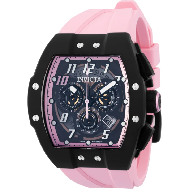 designer watches for special occasions Invicta Men's Watch - Racing Black and Pink Transparent Dial Silicone Strap | 47186 designer watches for special occasions Invicta Men's Watch - Racing Black and Pink Transparent Dial Silicone Strap | 47186