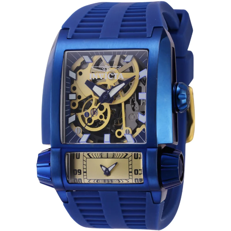 Women's dress watches with elegant straps   Invicta Men's Watch - Akula Blue and Gold Tone Skeleton Dial Silicone Strap | 41730
