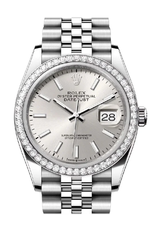 Watches for special occasions   Rolex Datejust 36 Silver Dial Diamond Bezel Jubilee Watch 126284RBR 126284RBR-0005