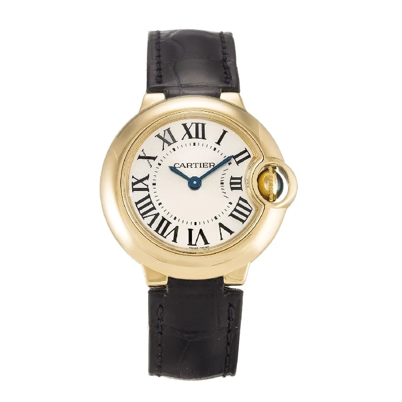 watches with custom engravings for gifts   Cartier Women's W6900156 Ballon Bleu Black Leather Watch