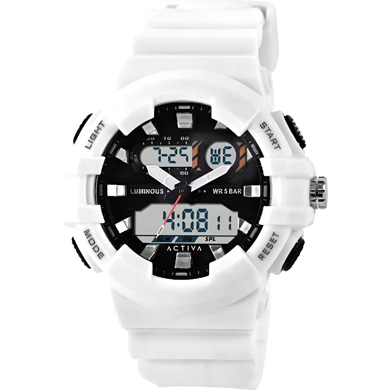 Watches with leather straps and quick release clasps Invicta Unisex Watch - Activa Alarm Analog-Digital Dial White Strap | ACW496-002 Watches with leather straps and quick release clasps Invicta Unisex Watch - Activa Alarm Analog-Digital Dial White Strap | ACW496-002