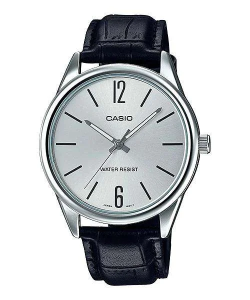 watches with custom engravings for gifts   Casio MTP-V005L-7B Black Leather Watch for Men