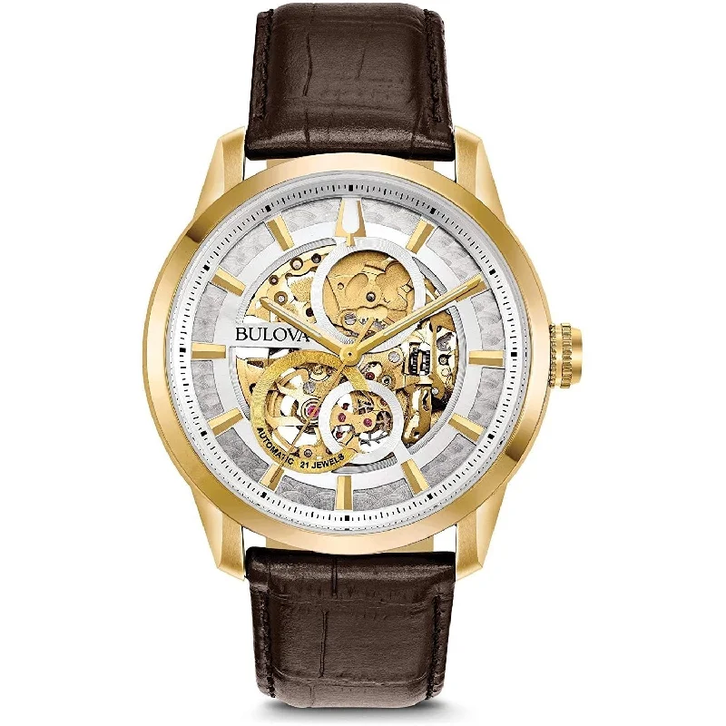Watches with leather straps and quick release clasps   Bulova Men's 97A138 Classic Sutton Brown Leather Watch