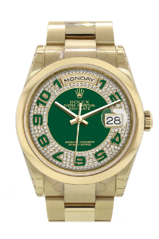 stylish watches for everyday wear Rolex Day-Date 36 Green Diamonds paved Dial Yellow Gold Watch 118208 stylish watches for everyday wear Rolex Day-Date 36 Green Diamonds paved Dial Yellow Gold Watch 118208