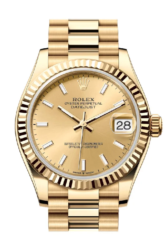 women’s watches with interchangeable bands   Rolex Datejust 31 Champagne Dial Fluted Bezel Yellow Gold Ladies Watch 278278 278278-0040
