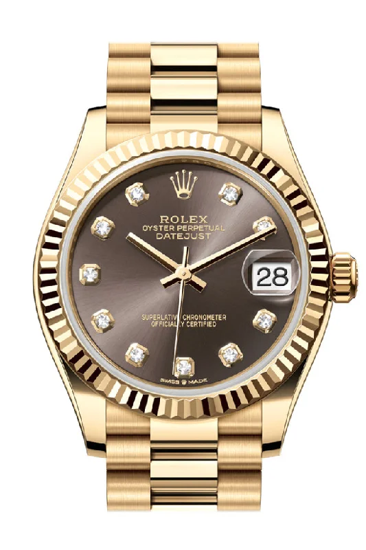 Watches for special occasions   Rolex Datejust 31 Dark Grey Diamond Dial Fluted Bezel Yellow Gold Ladies Watch 278278 278278-0036