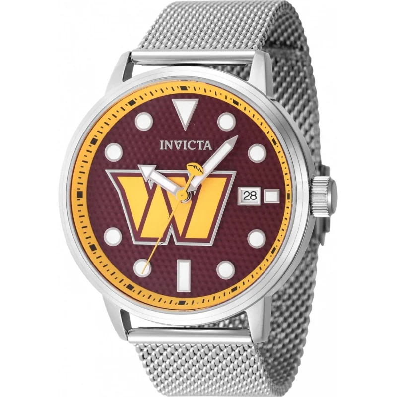 Watches with classic style for timeless appeal   Invicta Men's Watch - NFL Washington Commanders Dark Red Dial Mesh Bracelet | 47983