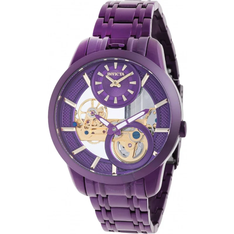 Formal watches for business people Invicta Men's Watch - Objet D Art Mechanical Skeleton Dial Purple Bracelet | 44334 Formal watches for business people Invicta Men's Watch - Objet D Art Mechanical Skeleton Dial Purple Bracelet | 44334