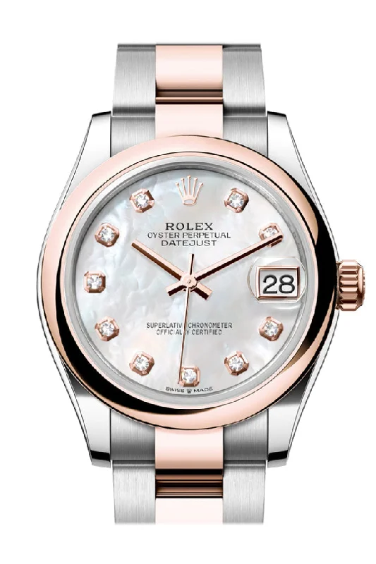 Casual watches for weekend outings   Rolex Datejust 31 White Mother Of Pearl Diamond Dial Rose Gold Steel Ladies Watch 278241 278241-0025