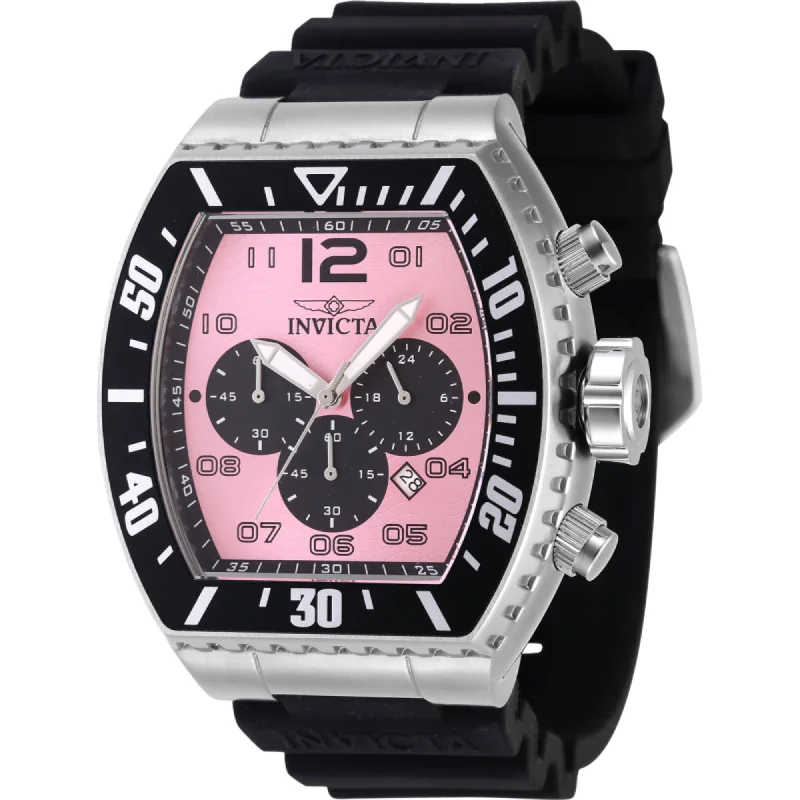 Watches with a luxurious look   Invicta Men's Quartz Watch - Pro Diver Chronograph Pink, Black Dial Strap | 47286