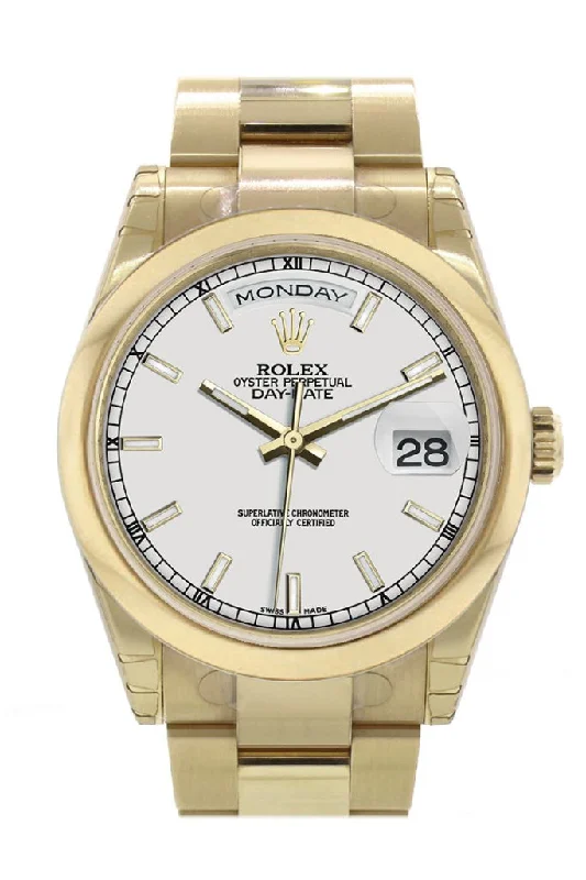 Watches with a stylish look   Rolex Day-Date 36 White Dial Yellow Gold Watch 118208