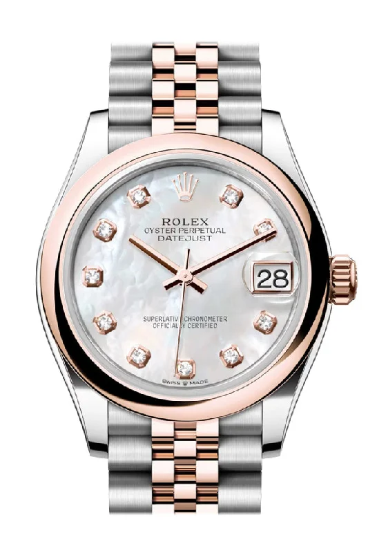 elegant dress watches for formal events   Rolex Datejust 31 Mother Of Pearl Diamond Dial Rose Gold Steel Jubilee Ladies Watch 278241 278241-0026